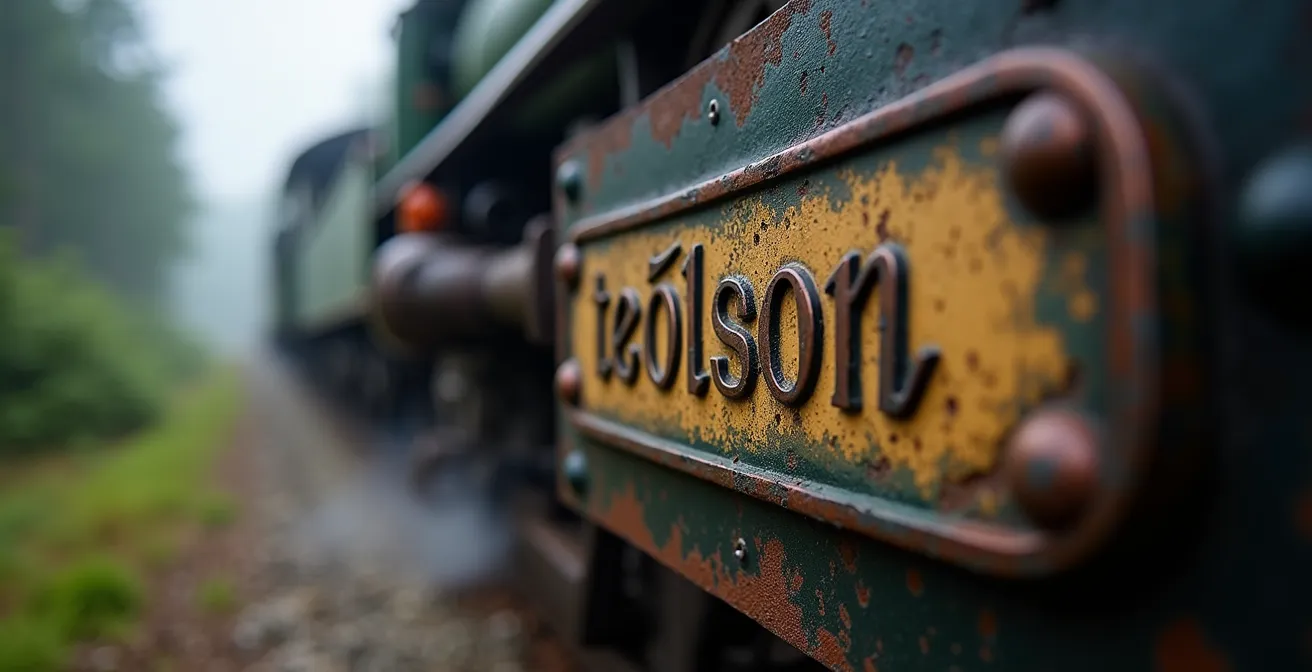 Historische Dampflok durchquert bewaldete Berglandschaft