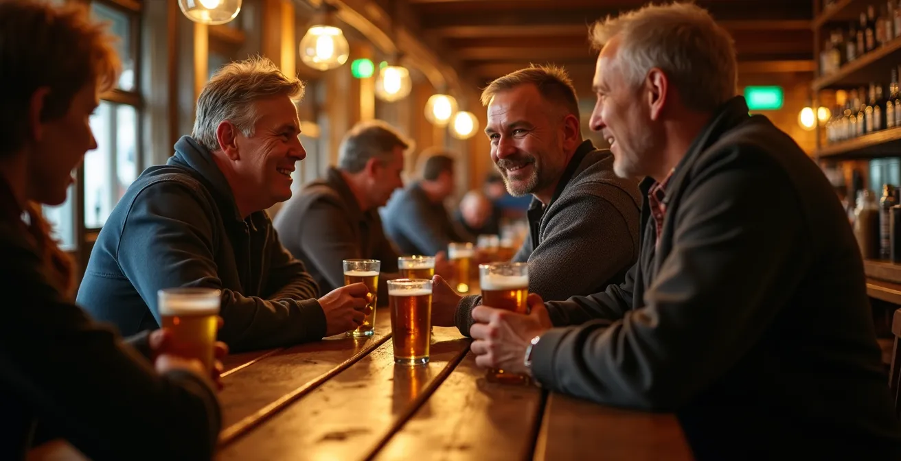 Gemütliche deutsche Kneipe mit warmer Beleuchtung und traditioneller Einrichtung