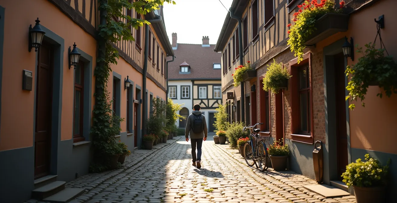 Versteckte Gasse in deutscher Kleinstadt mit lokalem Charme
