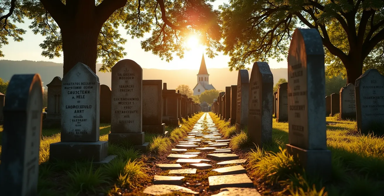 Alter deutscher Friedhof mit historischen Grabsteinen erzählt lokale Geschichte