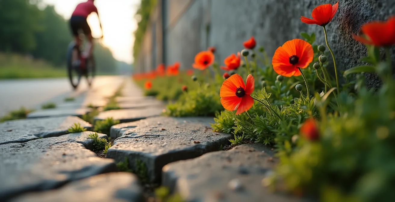 Der ehemalige Todesstreifen als grüner Korridor mit Radfahrer