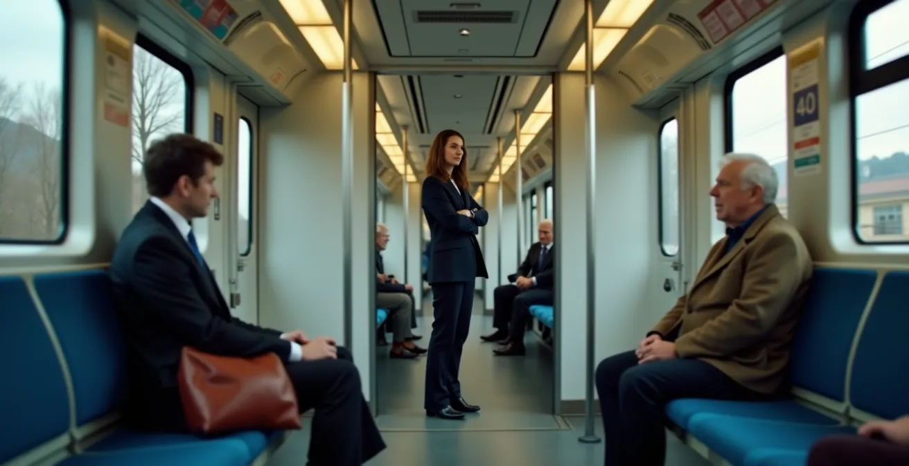 Typische Sitzplatzsituation in deutschen öffentlichen Verkehrsmitteln