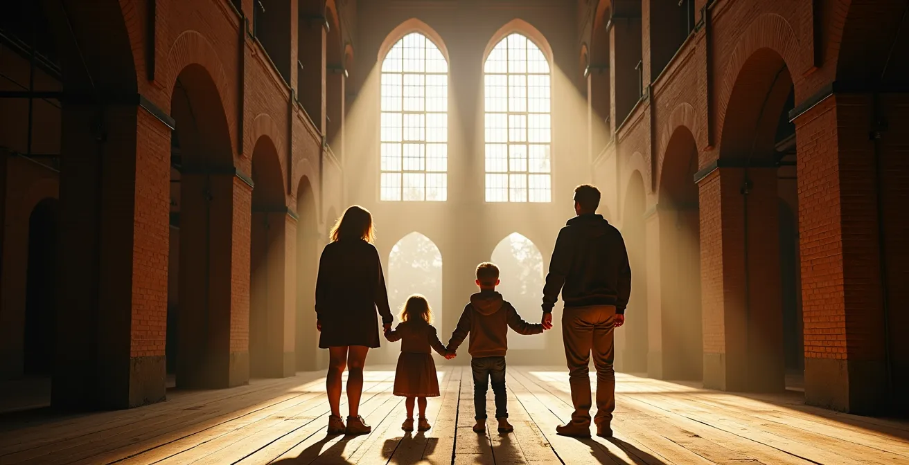 Besucher erkunden die historischen Speicher mit ihren modernen Attraktionen