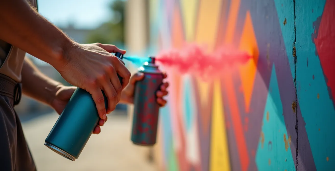 Großflächiges Street Art Mural an Hauswand in deutschem Stadtviertel