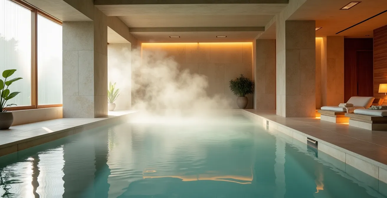 Ruhiger Wellnessbereich mit Pool und Saunalandschaft in deutschem Hotel